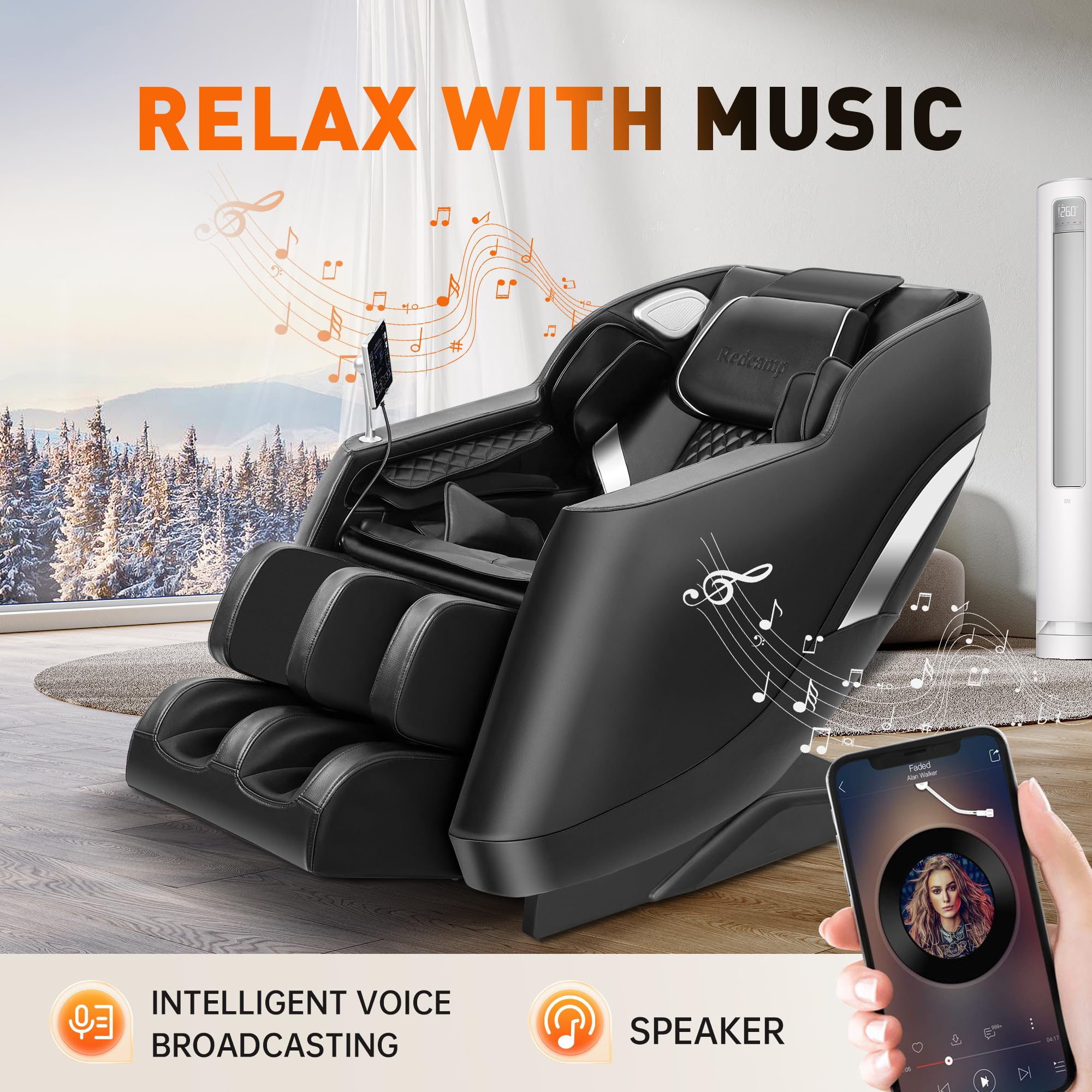 Massage Chair Full Body, Fully Assembled: with 8-Point Fixed Nodes, Zero Gravity, Waist & Leg Heating, Airbag Massage, Bluetooth Music, LED Remote, Foot Rollers, Auto Programs, Adjustable Calf