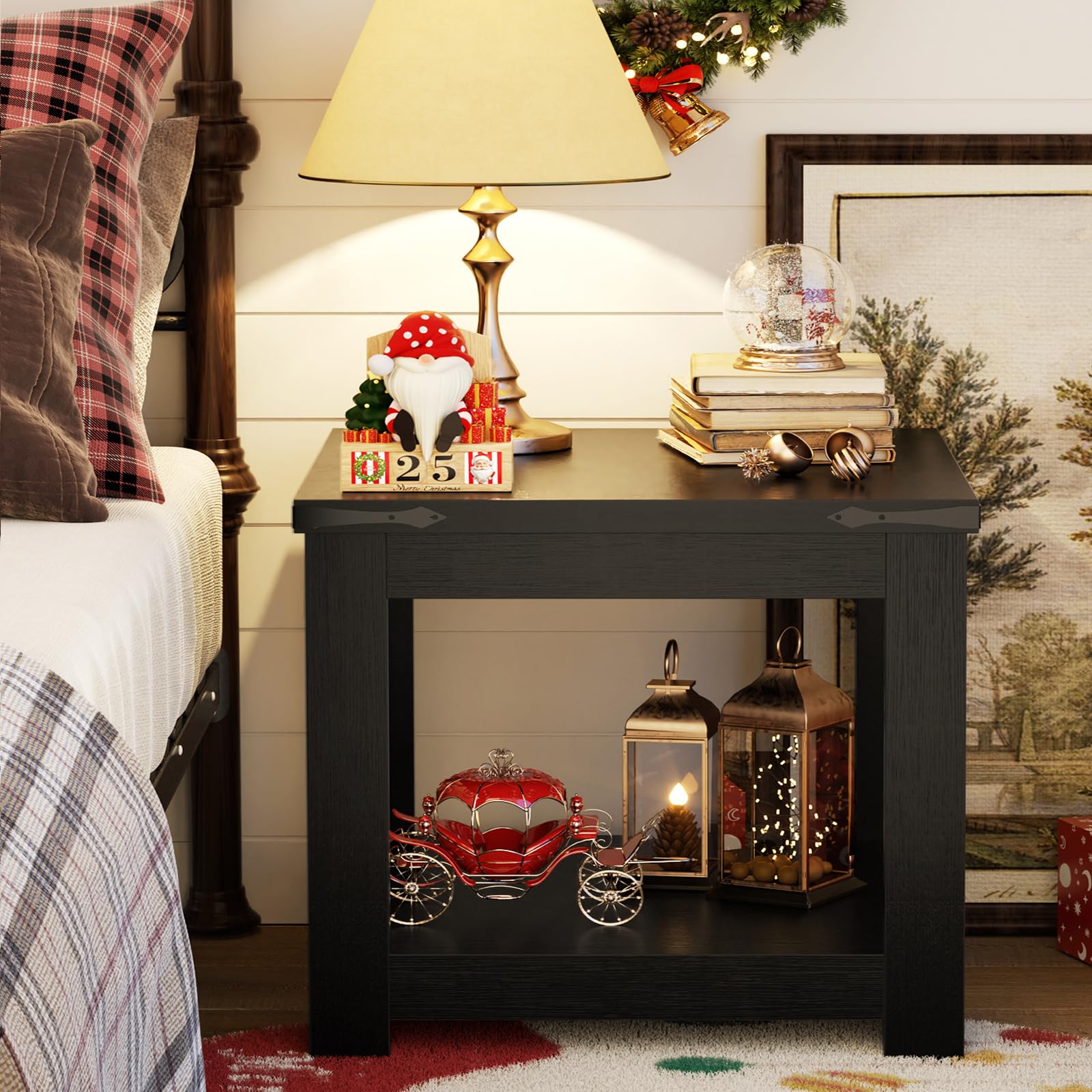 Square End Table with Storage Shelf