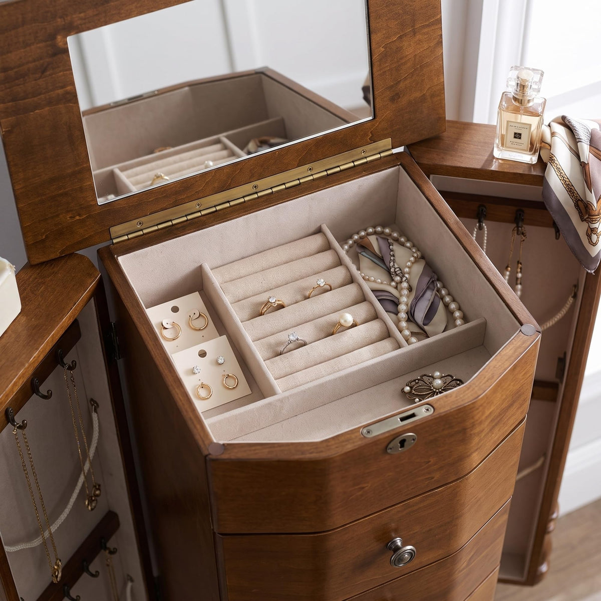 7-Drawer Locking Jewelry Armoire