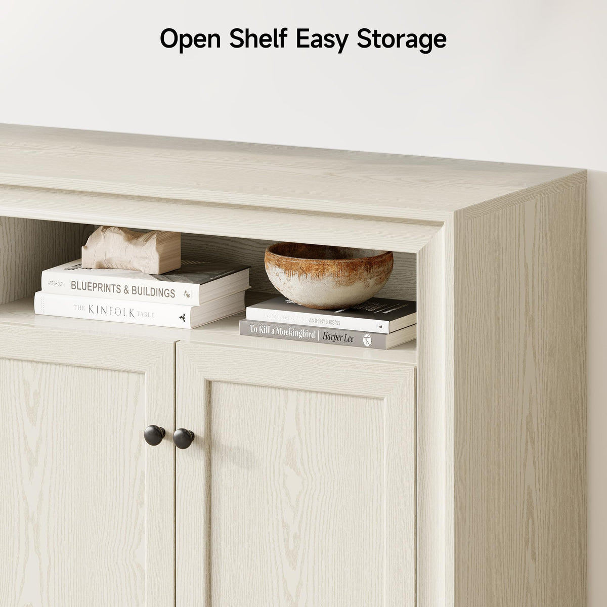 ONBRILL 60 Inches Sideboard Buffet Cabinet with Storage and 4 Doors, White