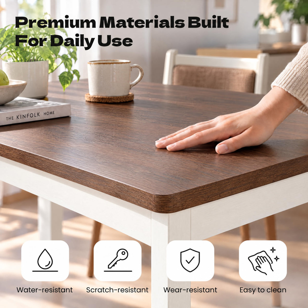 ROCSUMOO Dining Table Set of 4, 5-Piece Counter Height Kitchen Table Set