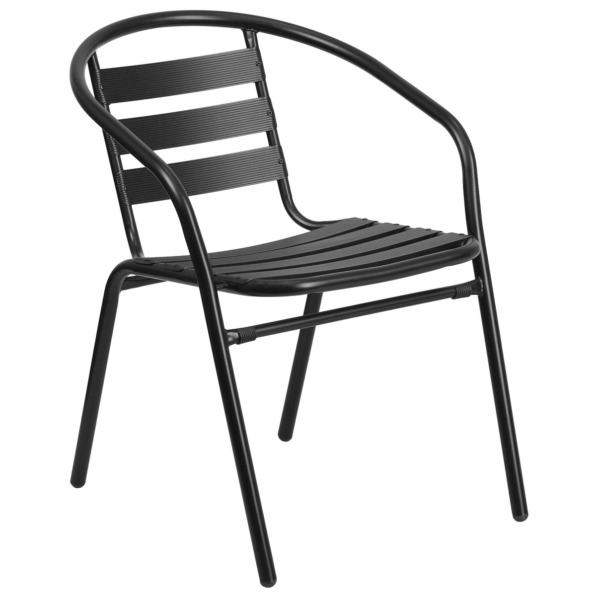 Flash Furniture Lila 7-Piece Glass Patio Table and Chairs Set, Outdoor Patio Dining Set with Rectangular Table and 6 Slat Back Patio Chairs, Black