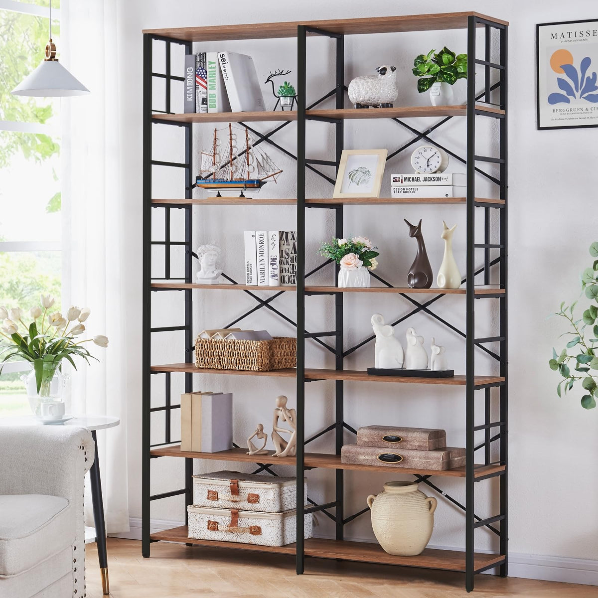 Double-Wide 7-Tier Industrial Bookcase