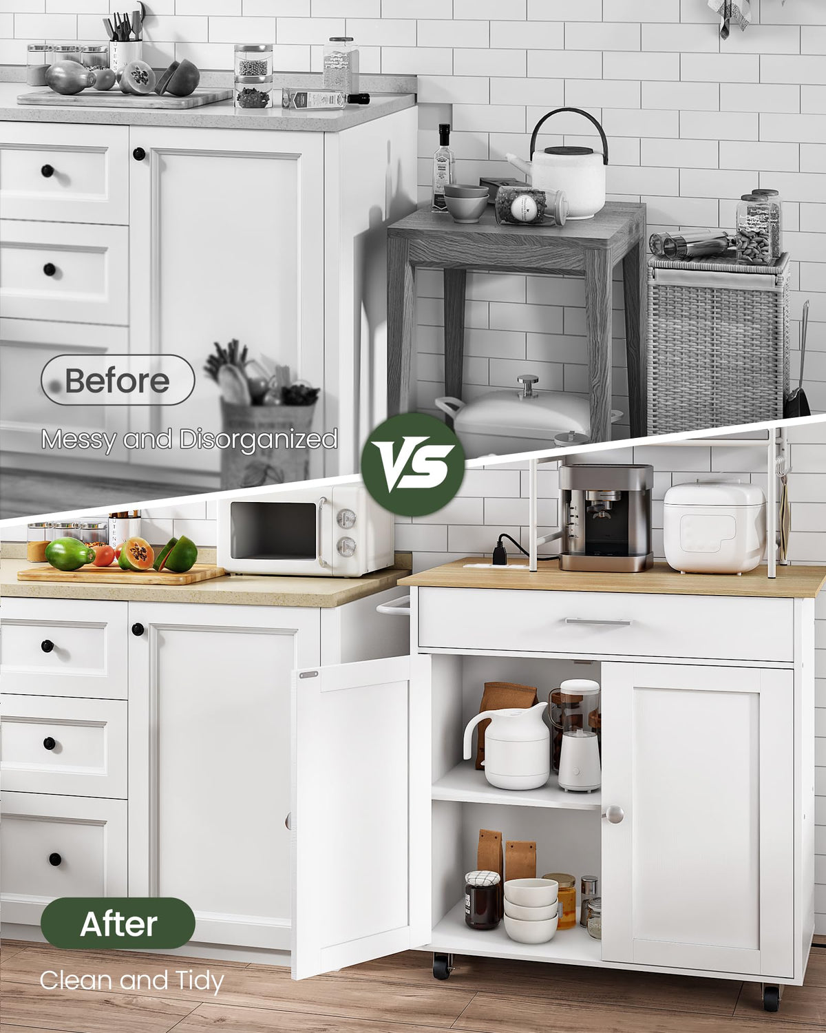 Drop-Leaf Rolling Kitchen Island