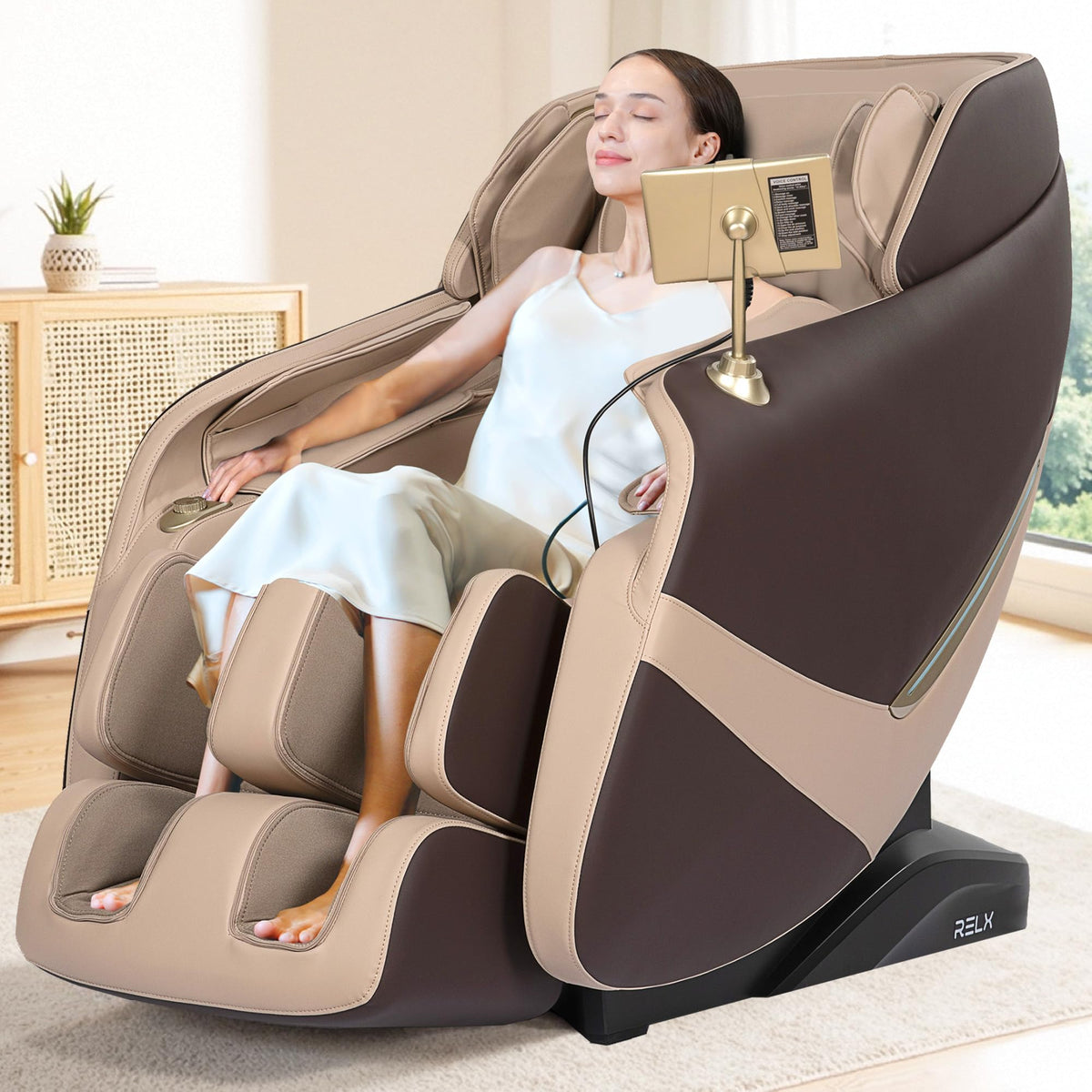 RELX Massage Chair Full Body, Shiatsu, Airbag Massage, SL-Track, Coffee