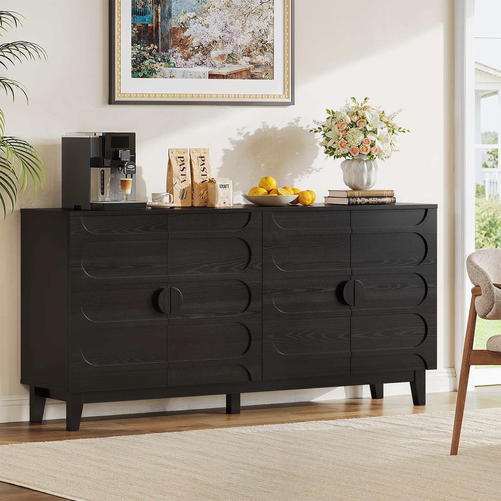63" Sideboard Buffet Cabinet with Adjustable Shelves