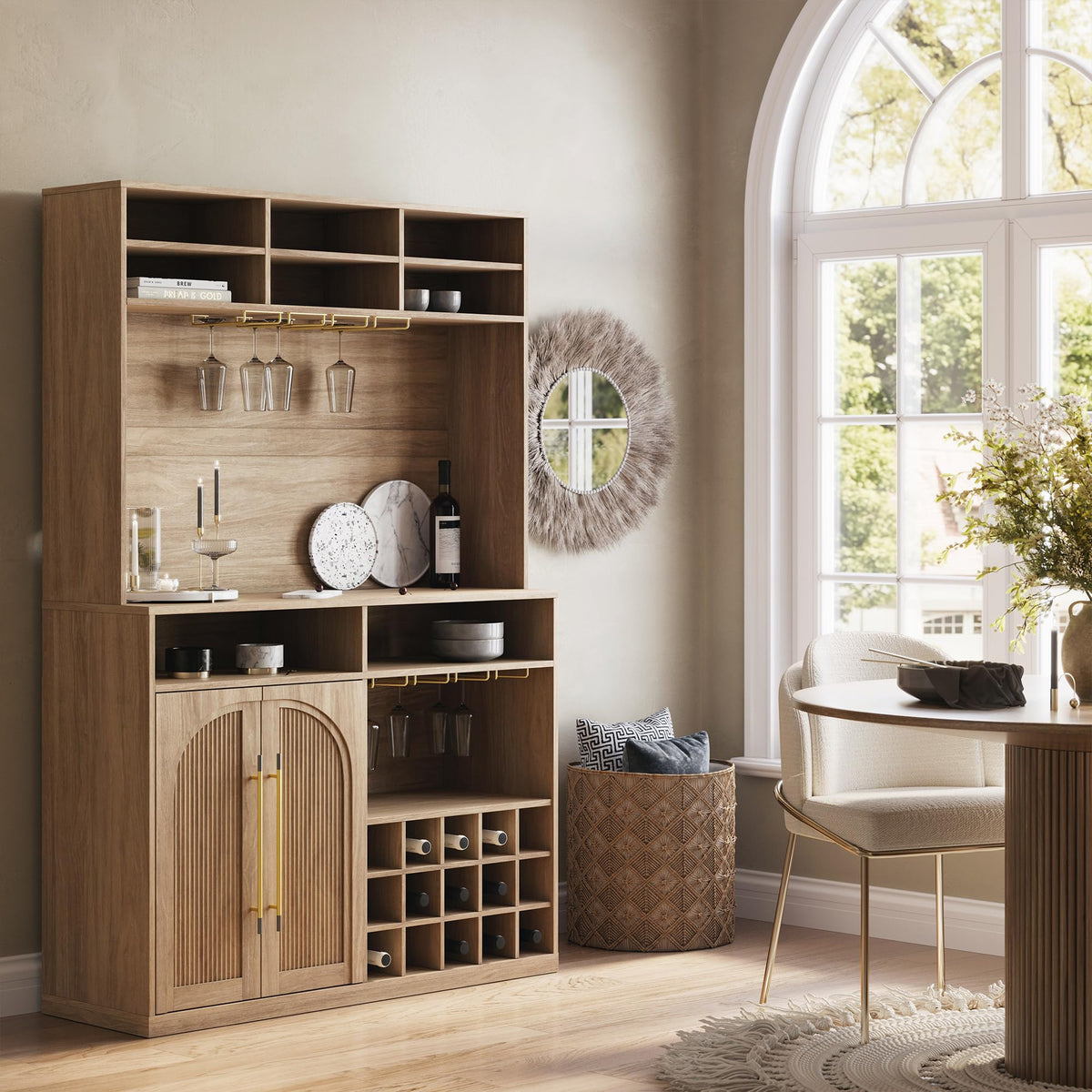 BELLEZE Jagger Bar Cabinet - Camel