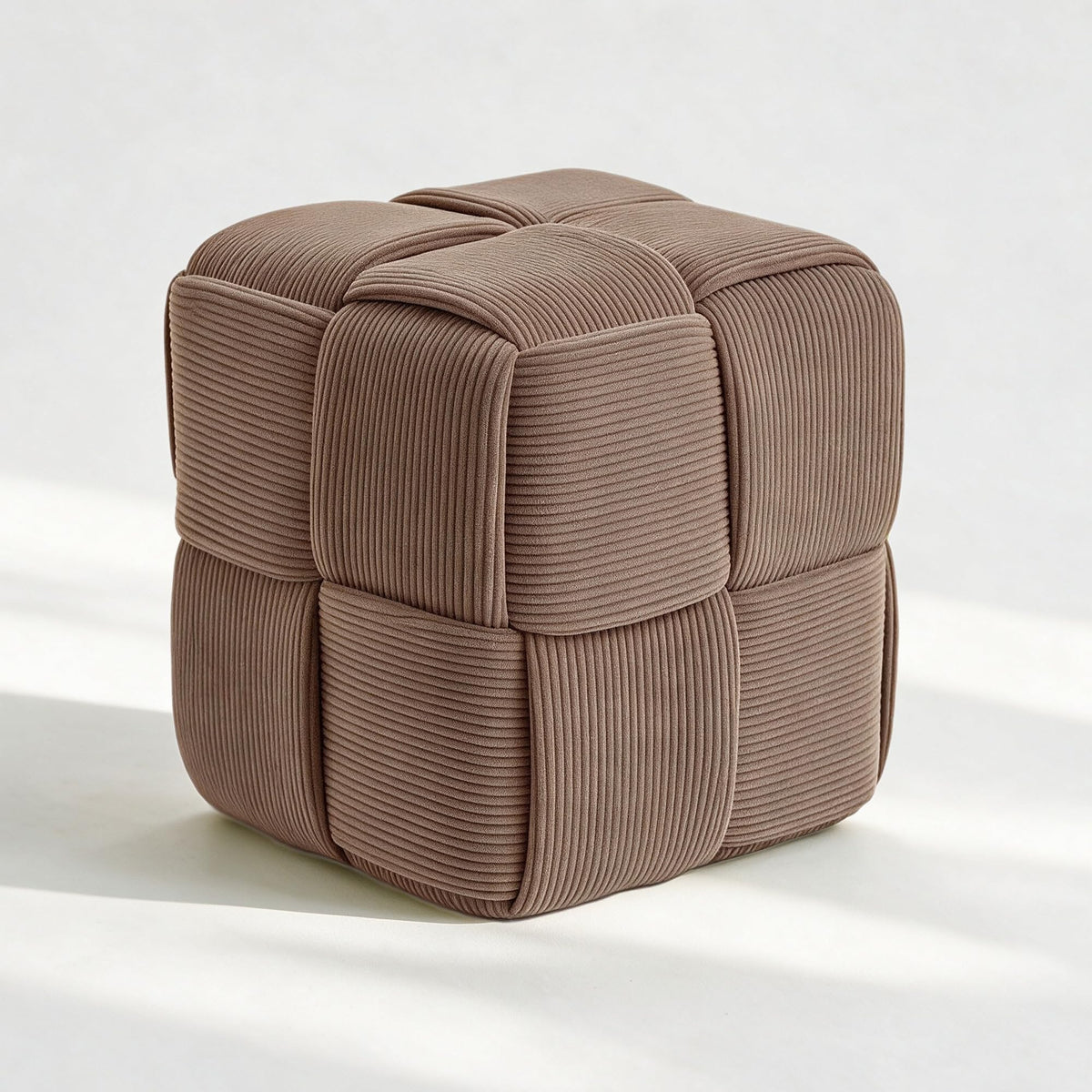 ZHXDZYZ Corduroy Square Ottoman Footrest, Small Footstool for Sofa, Brown