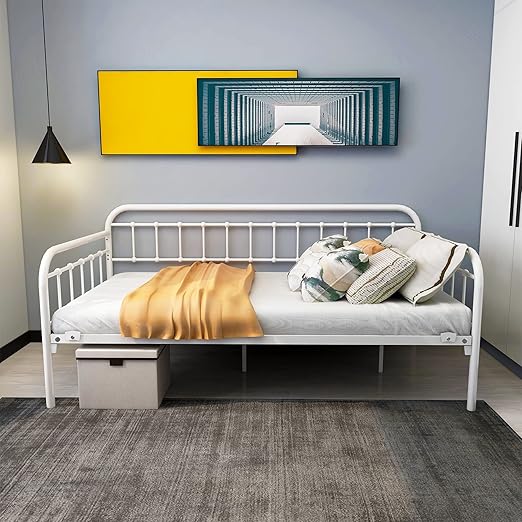 Twin Metal Daybed Frame with Heavy Duty Slats