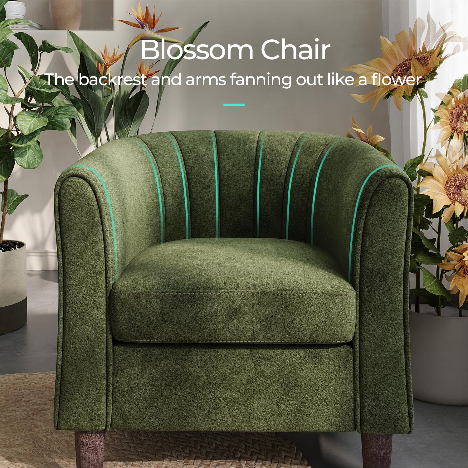 Barrel Accent Chair with Ottoman