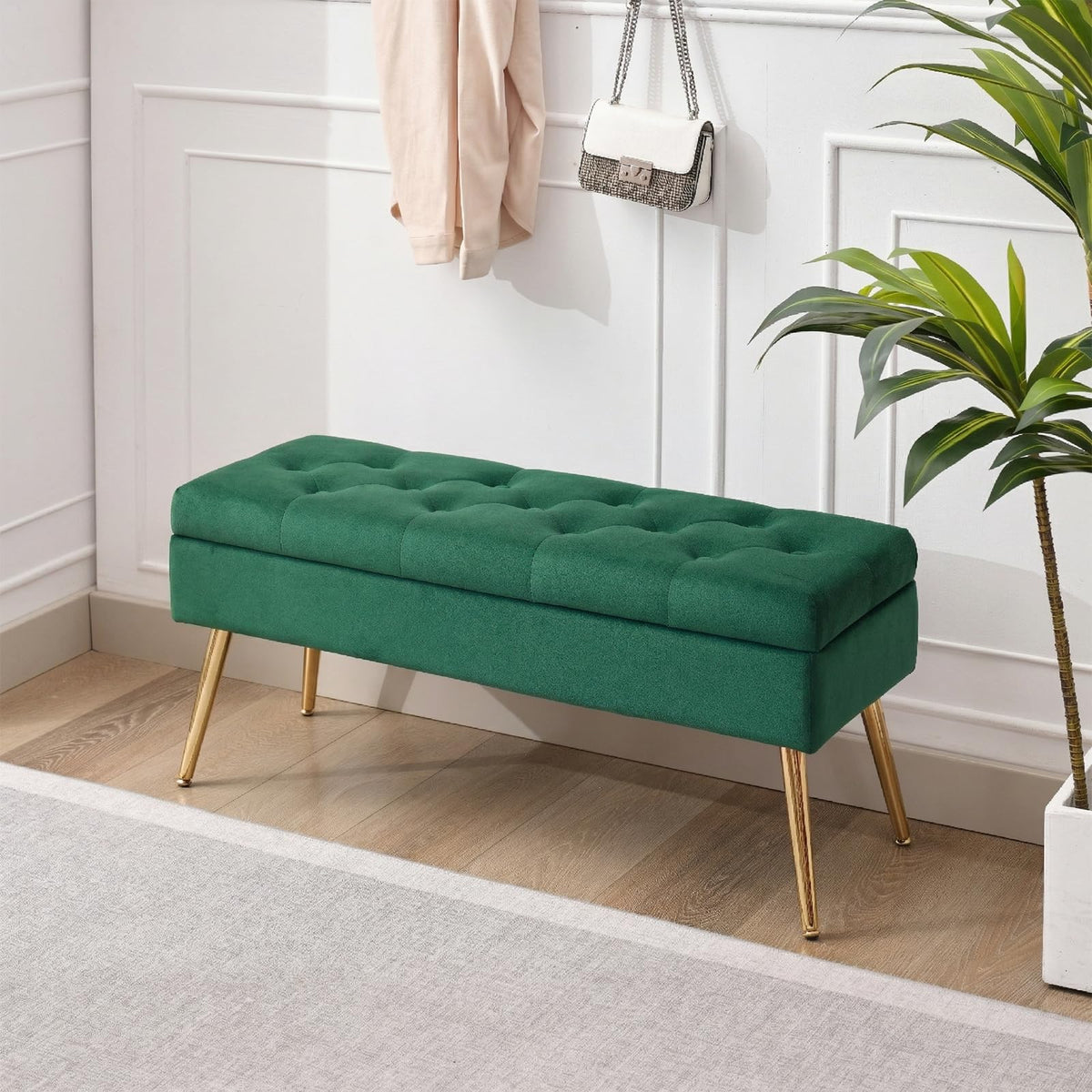 Velvet Storage Bench