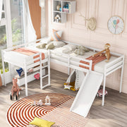 Twin L-Shaped Loft Bed with Slide