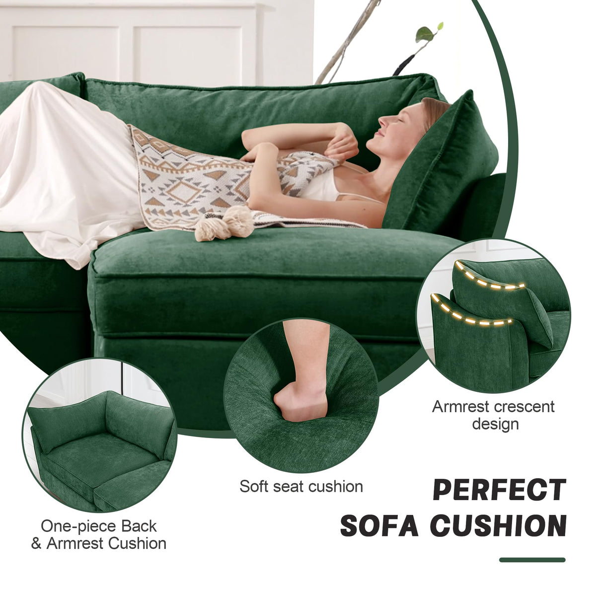 Green Chenille Storage Loveseat