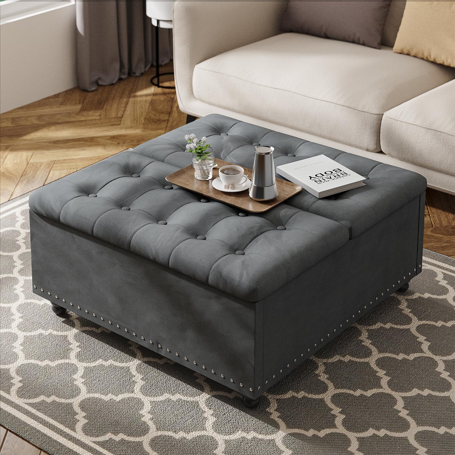 Large Square Storage Ottoman with Lift Top