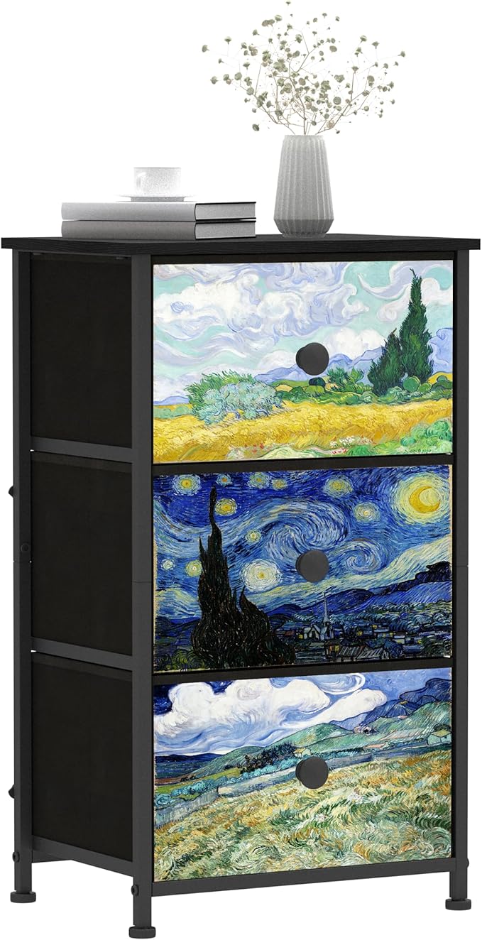 Narrow Dresser with Fabric Drawers