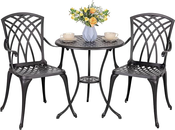 3-Piece Cast Aluminum Patio Bistro Set
