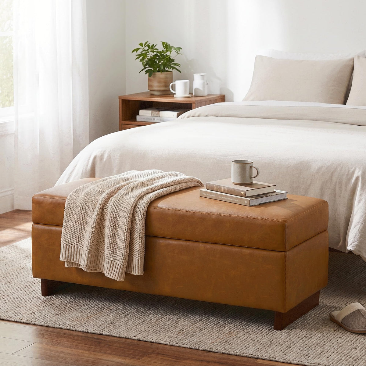 Immulize Storage Ottoman, End of Bed Bench, 46 Inches Ottoman Coffee Table