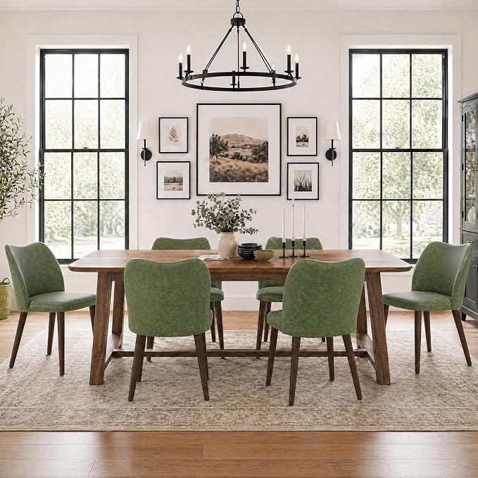 Camel Upholstered Dining Chairs, Set of 6