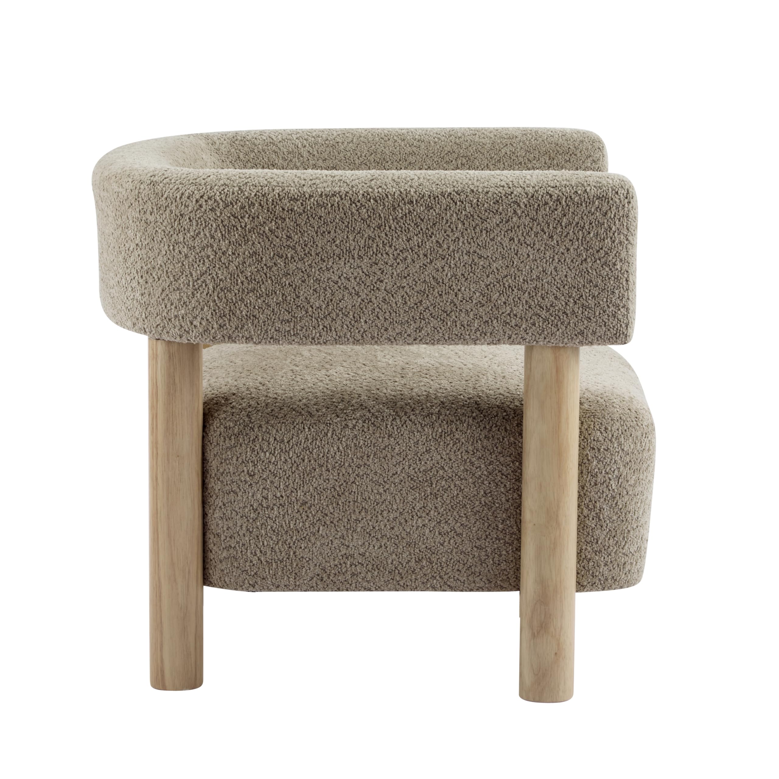 Low Profile Accent Chair with Boucle Fabric Cushion