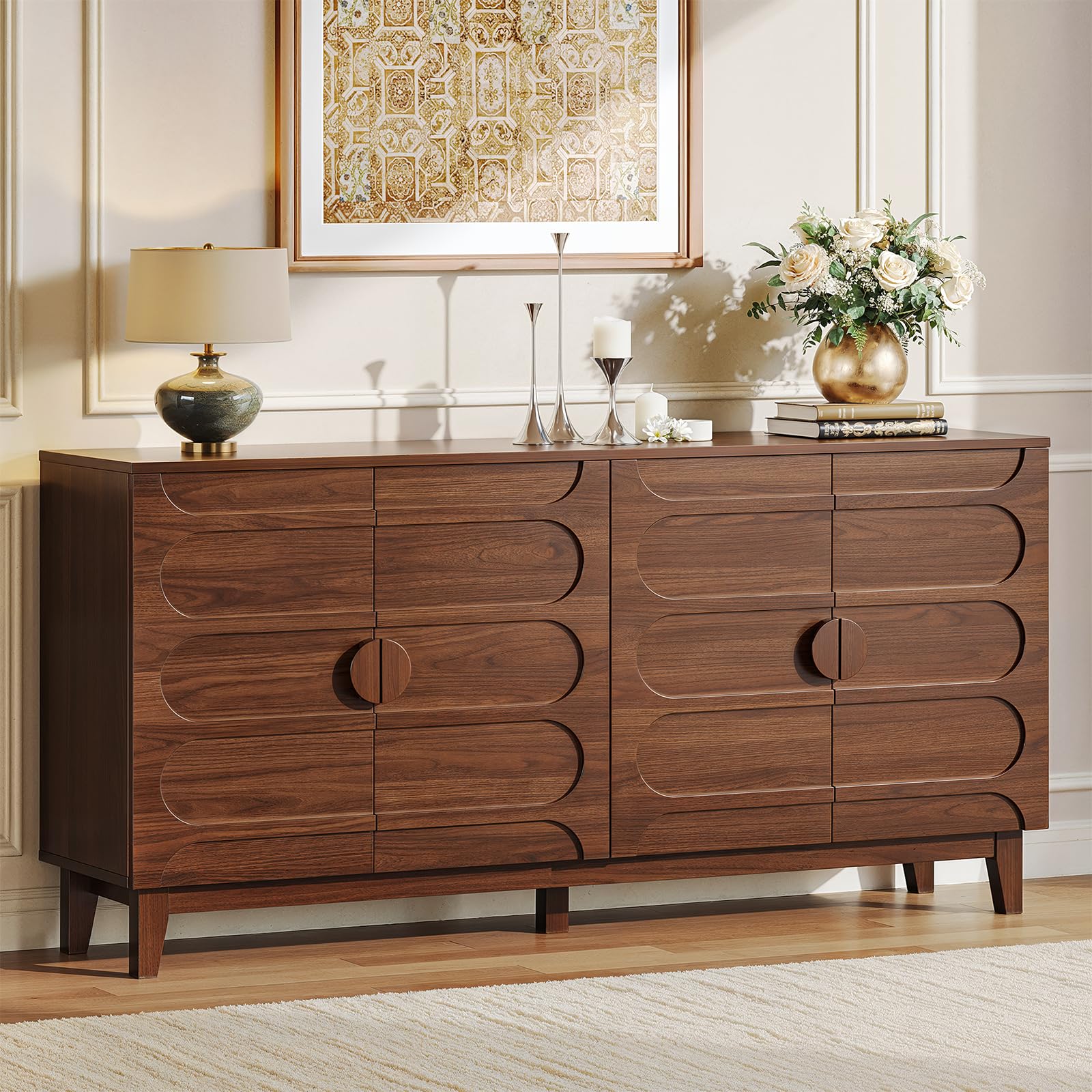 63" Sideboard Buffet Cabinet with Adjustable Shelves