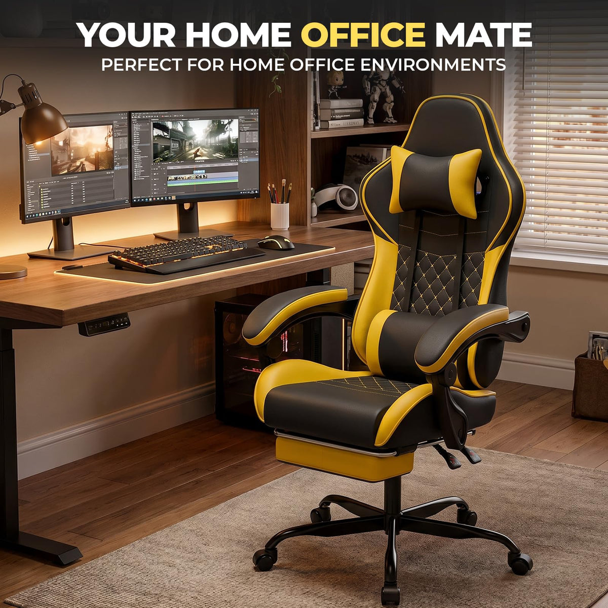 Ergonomic Video Gaming Chair Blackyellow