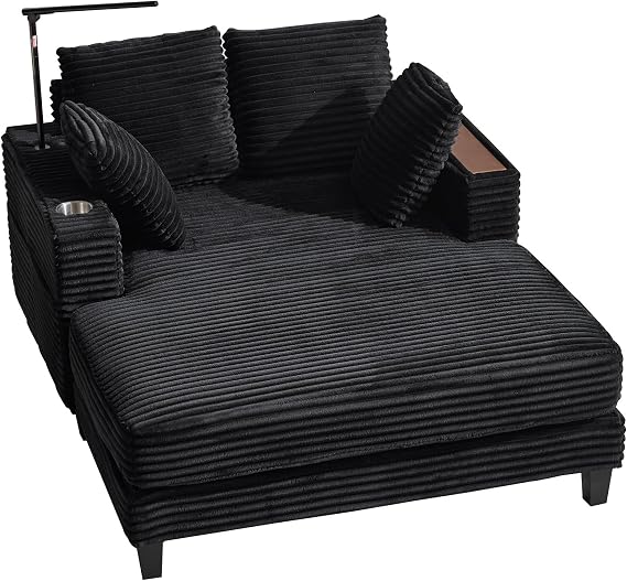 Oversized Chaise Lounge Chair with Reading Light & USB Charging