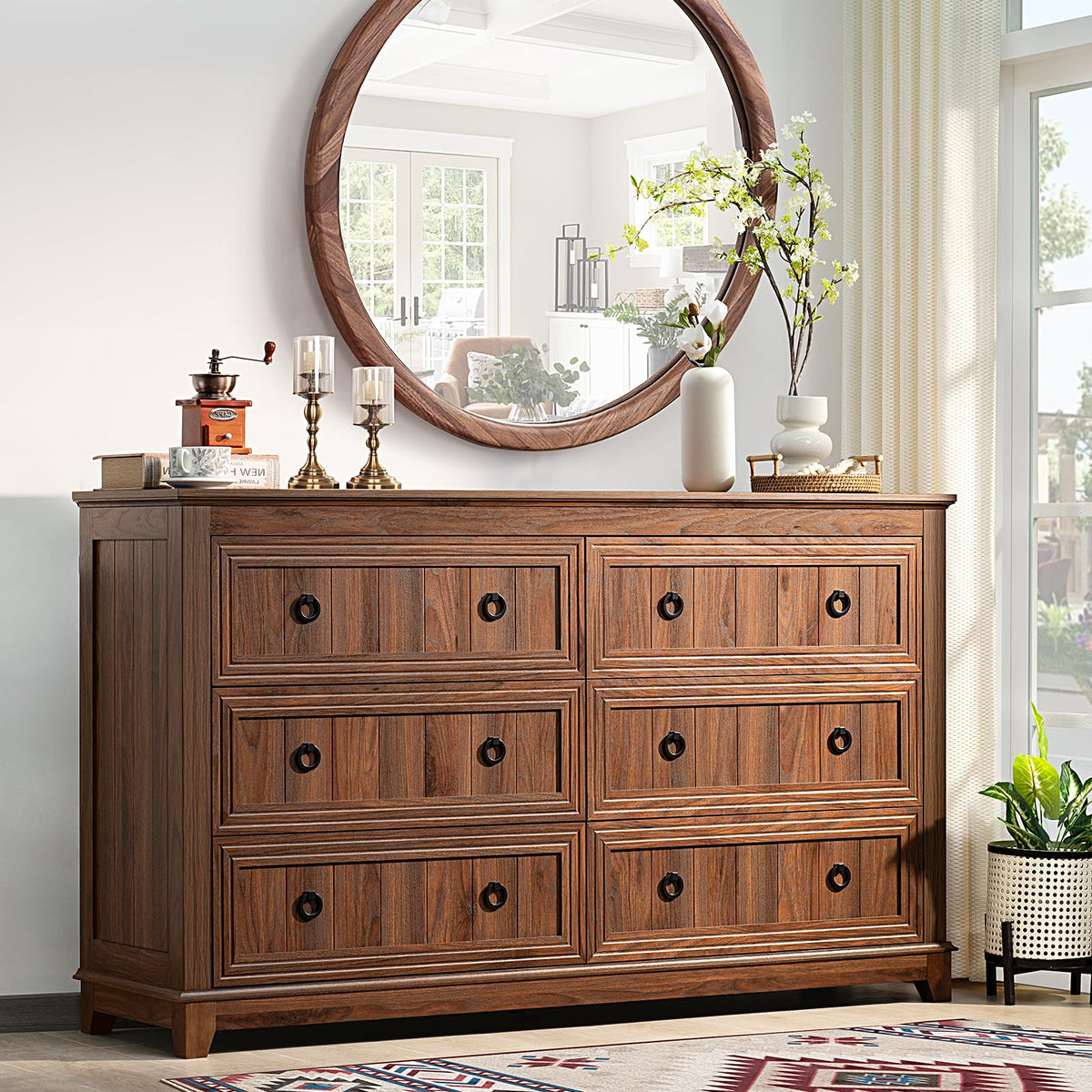 Joaxswe 54'' Dresser for Bedroom, Farmhouse 6 Drawers Dressers