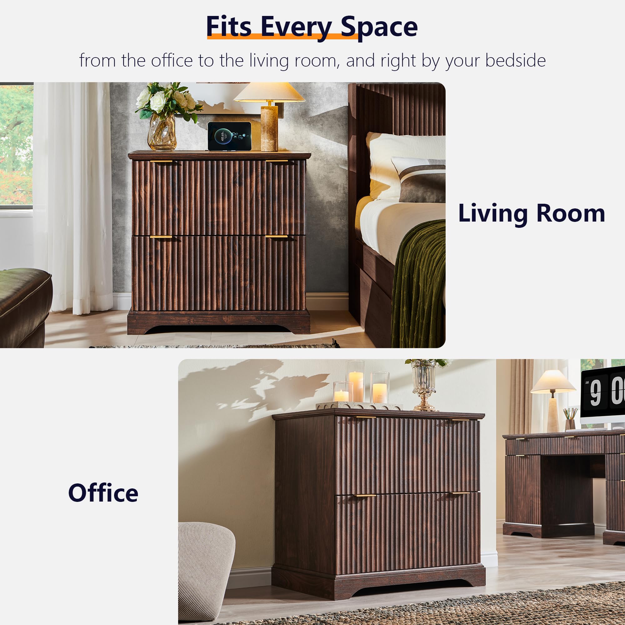 2-Drawer Lateral File Cabinet with Charging Station