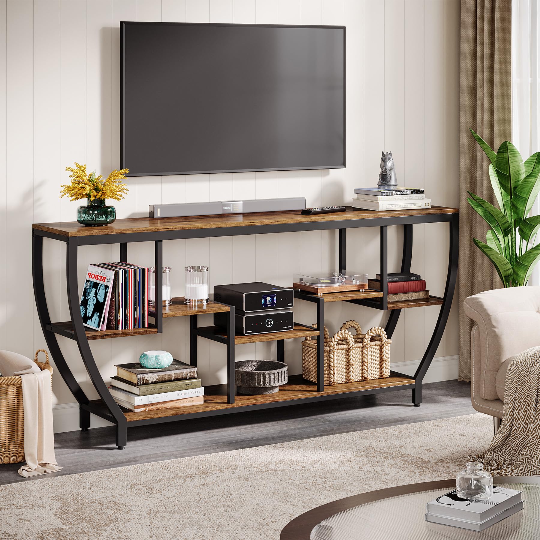 70.9" TV Stand with Storage Shelves