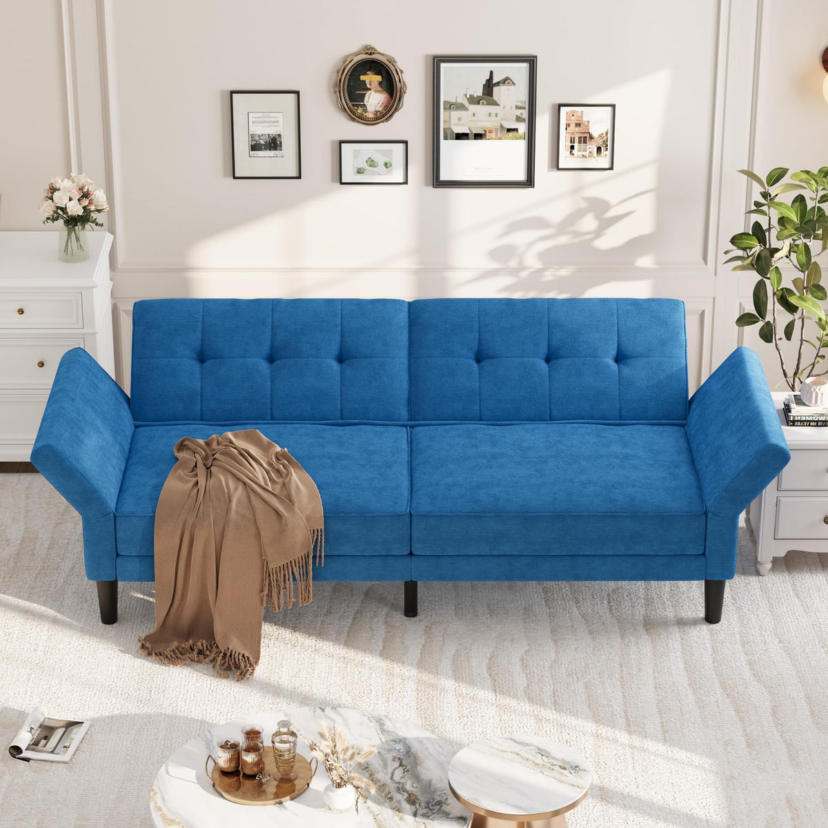 Garvee 89" Futon Sofa Bed, Modern Chenille Sleeper Couch