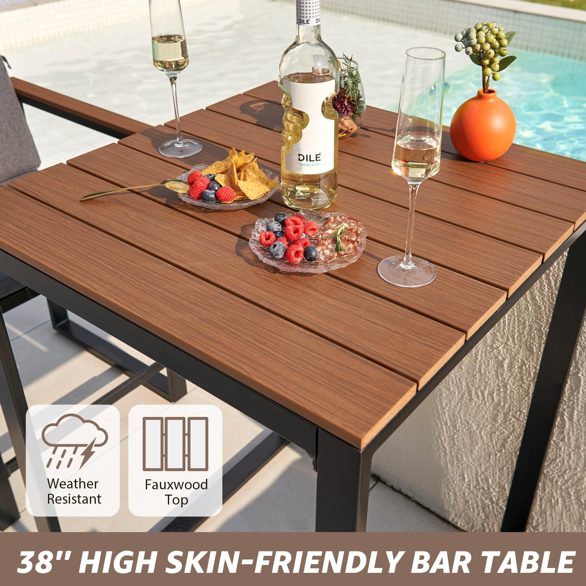 3-Piece Outdoor Bar Table and Chairs Set