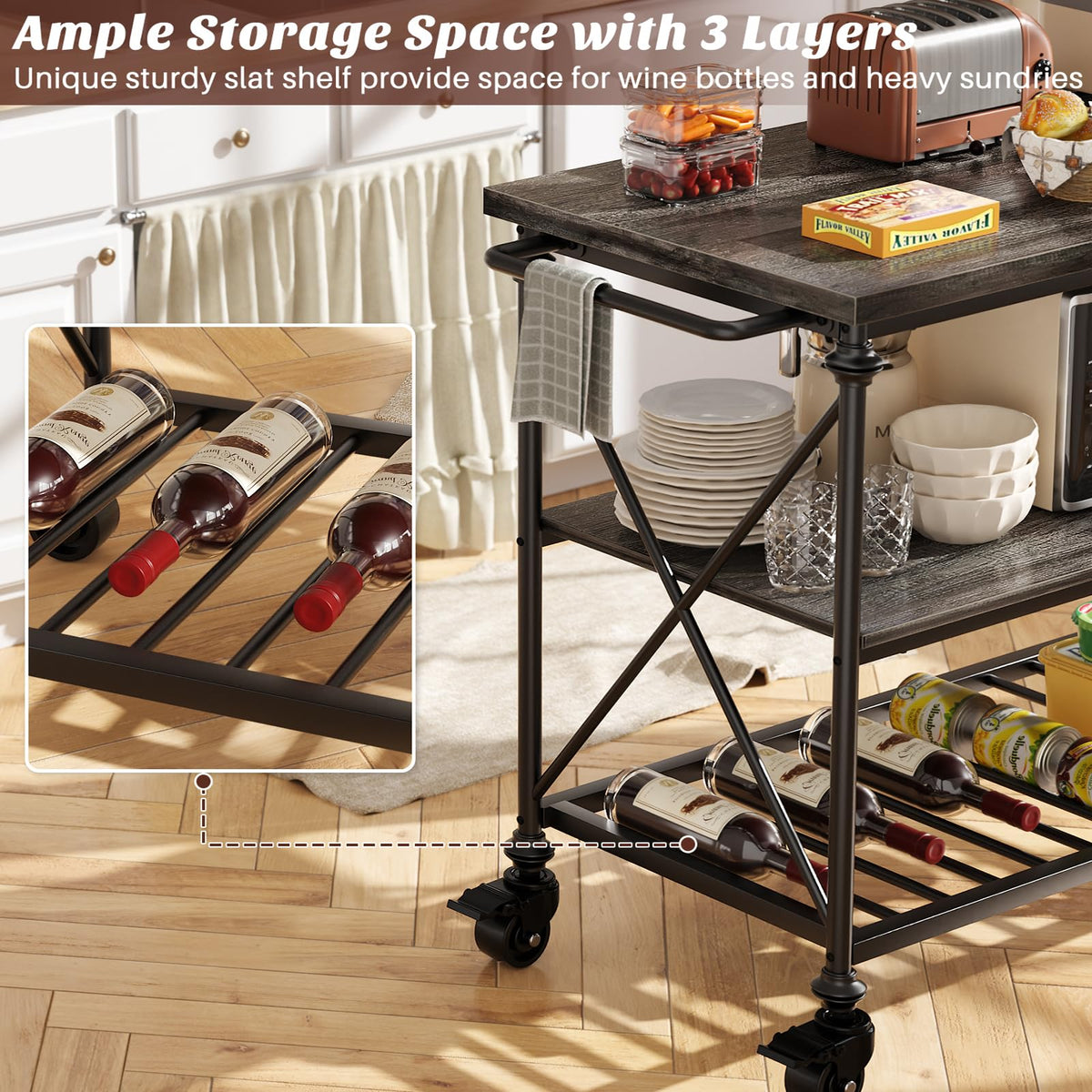 3-Tier Rolling Kitchen Island