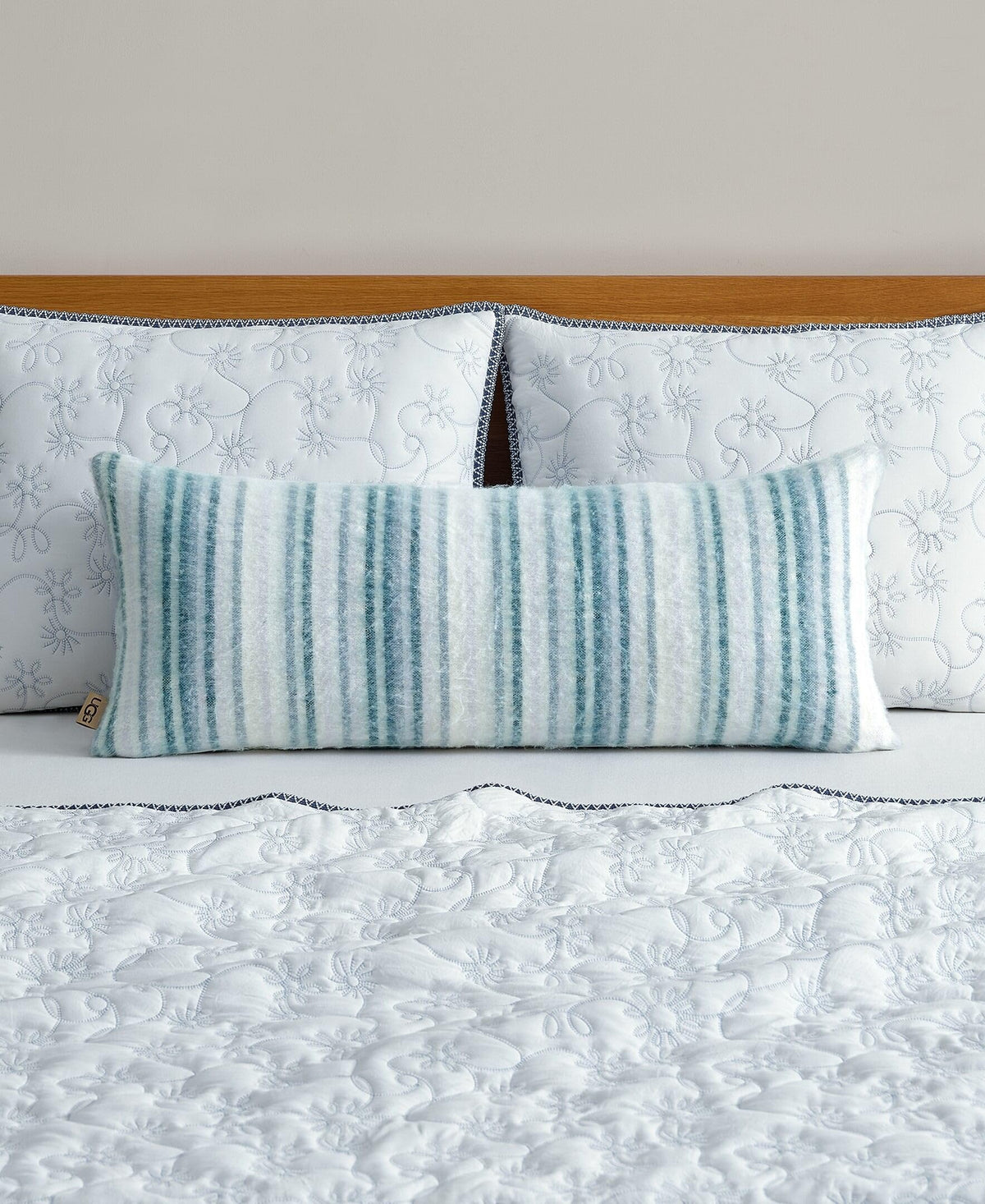 UGG Joana Bolster Knit Throw Pillow, 36" x 14", Blue (Silver Blue)