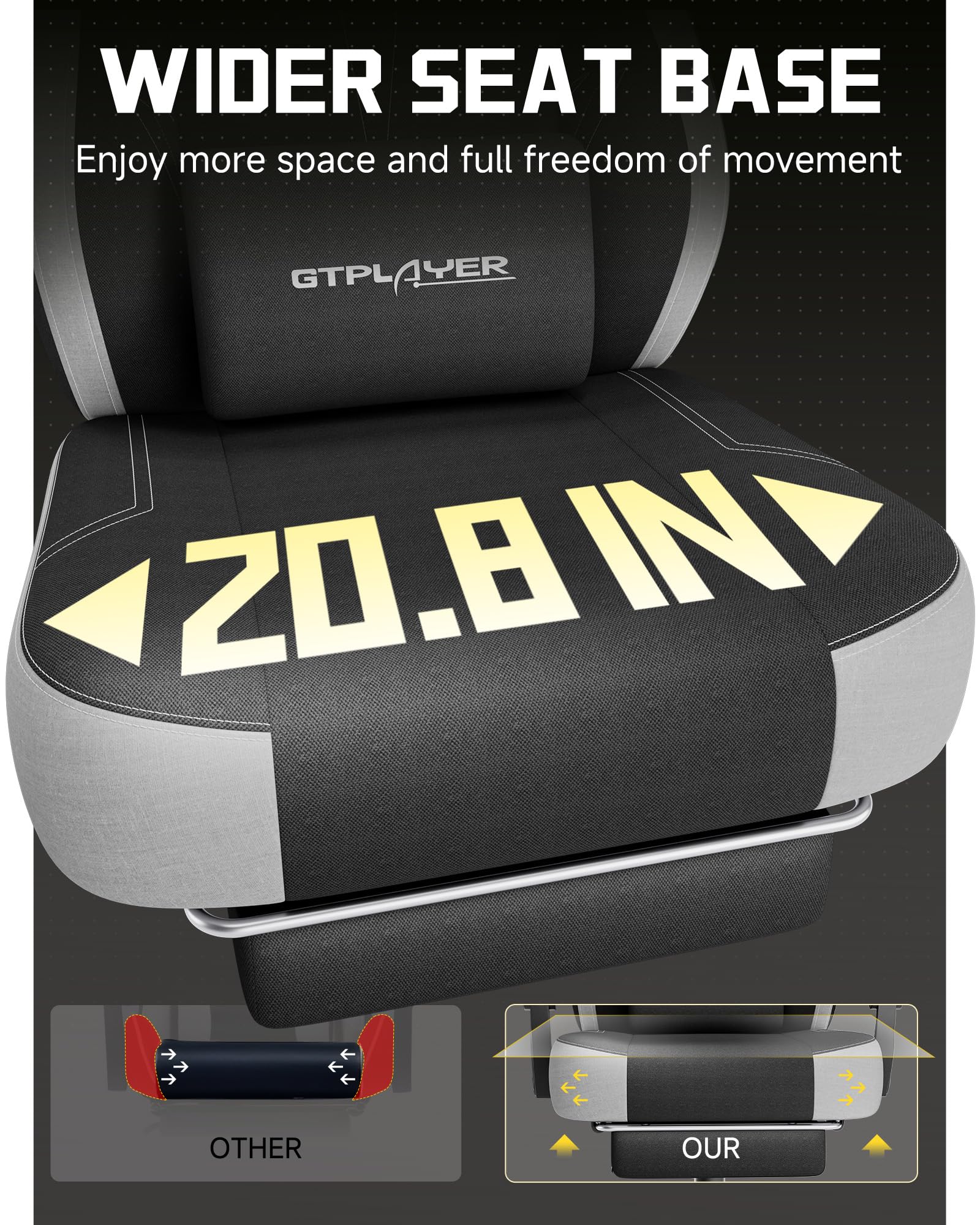 Big & Tall Gaming Chair with Footrest & Reclining Back, 90°-155°