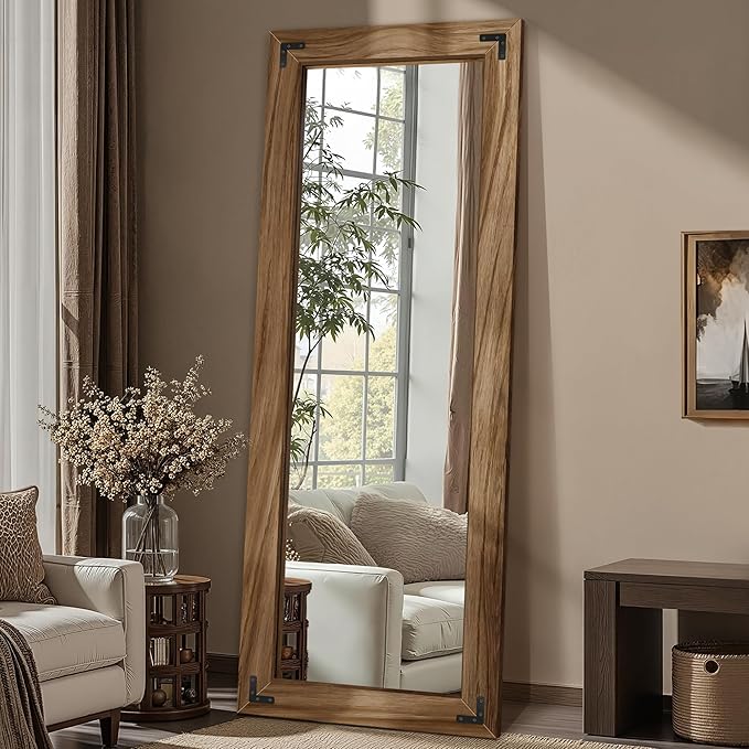 Rustic Farmhouse Wall & Floor Mirror – Solid Wood Frame