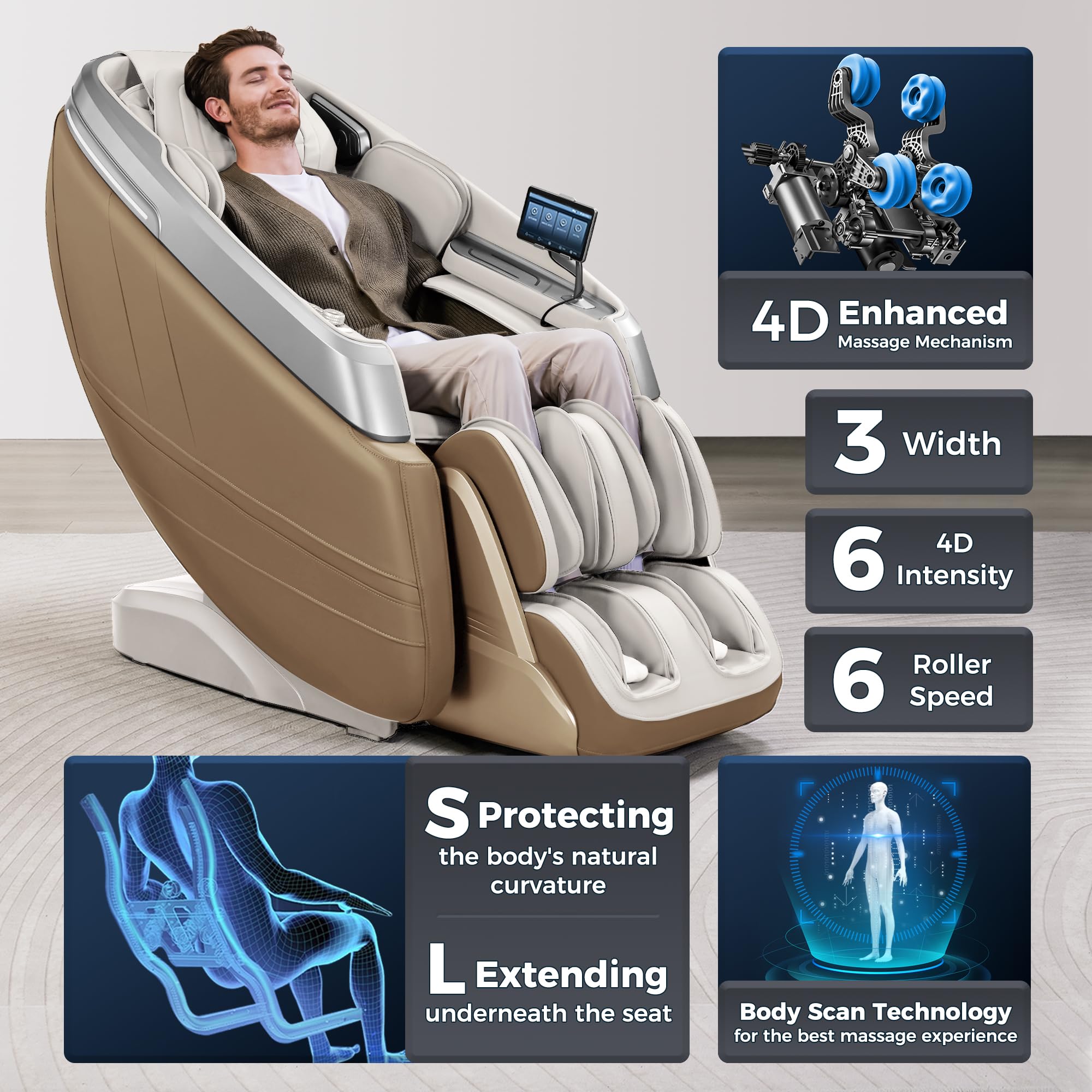 4D Full Body Massage Chair with SL-Track & Zero Gravity