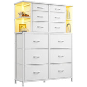 12-Drawer Dresser with LED Lights & Open Shelves