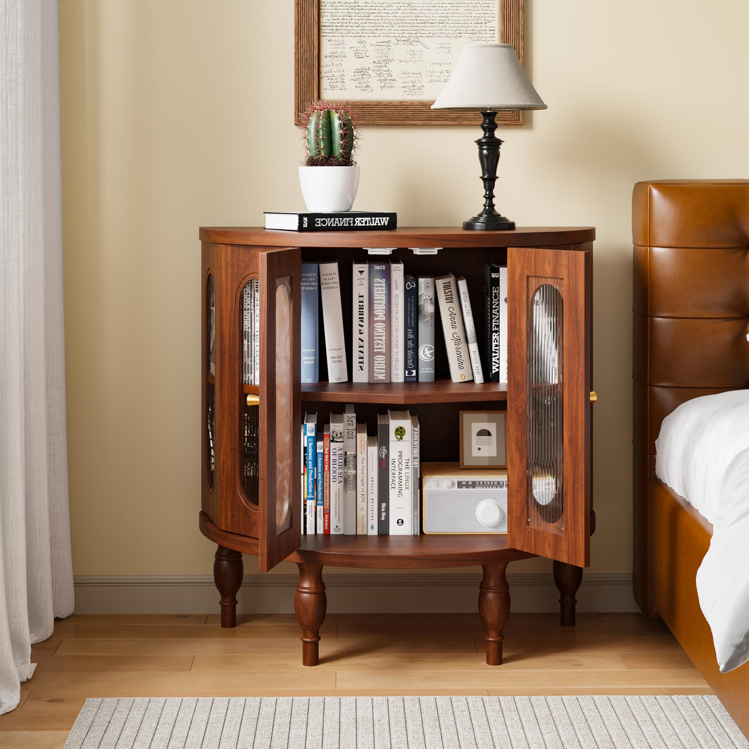 Semi-Circle Accent Storage Cabinet with Acrylic Doors