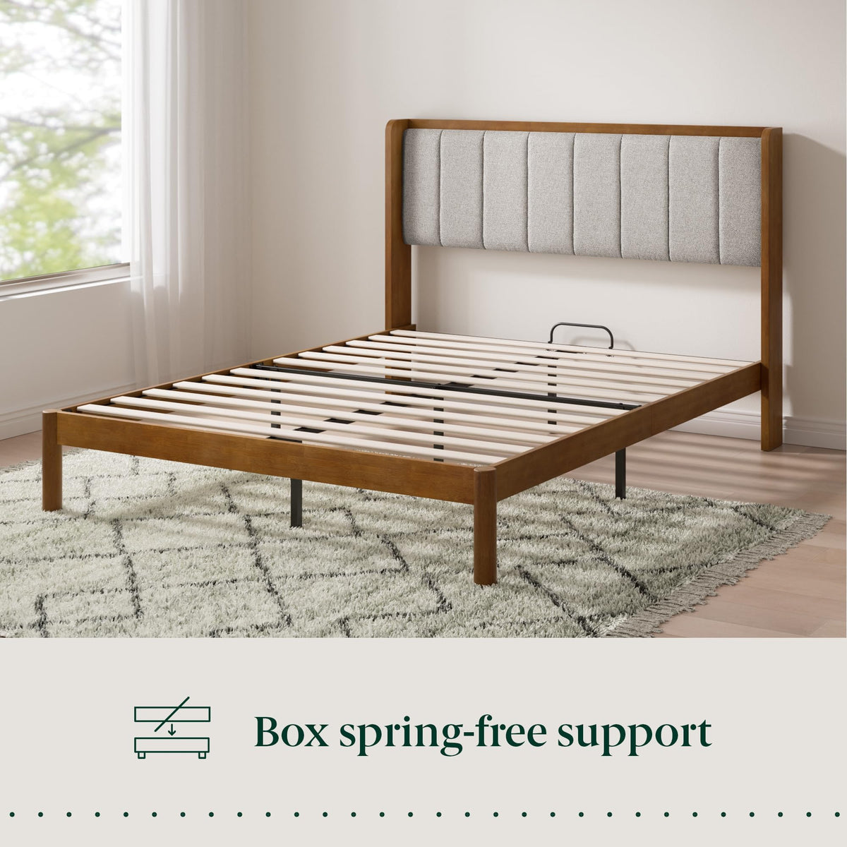 Zinus Jonas Bamboo Platform Bed Frame, Wingback Headboard, Queen