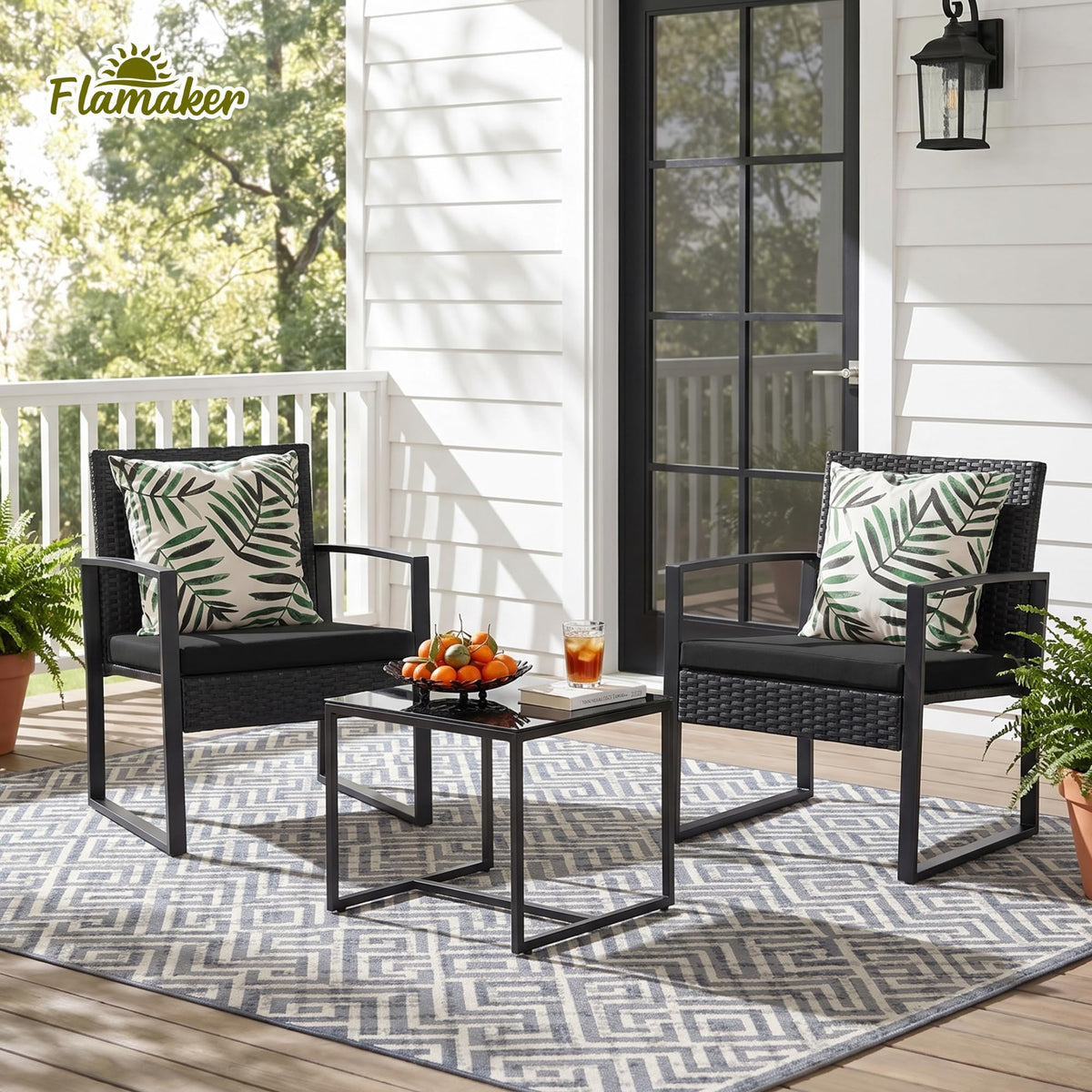 3-Piece Wicker Patio Bistro Set