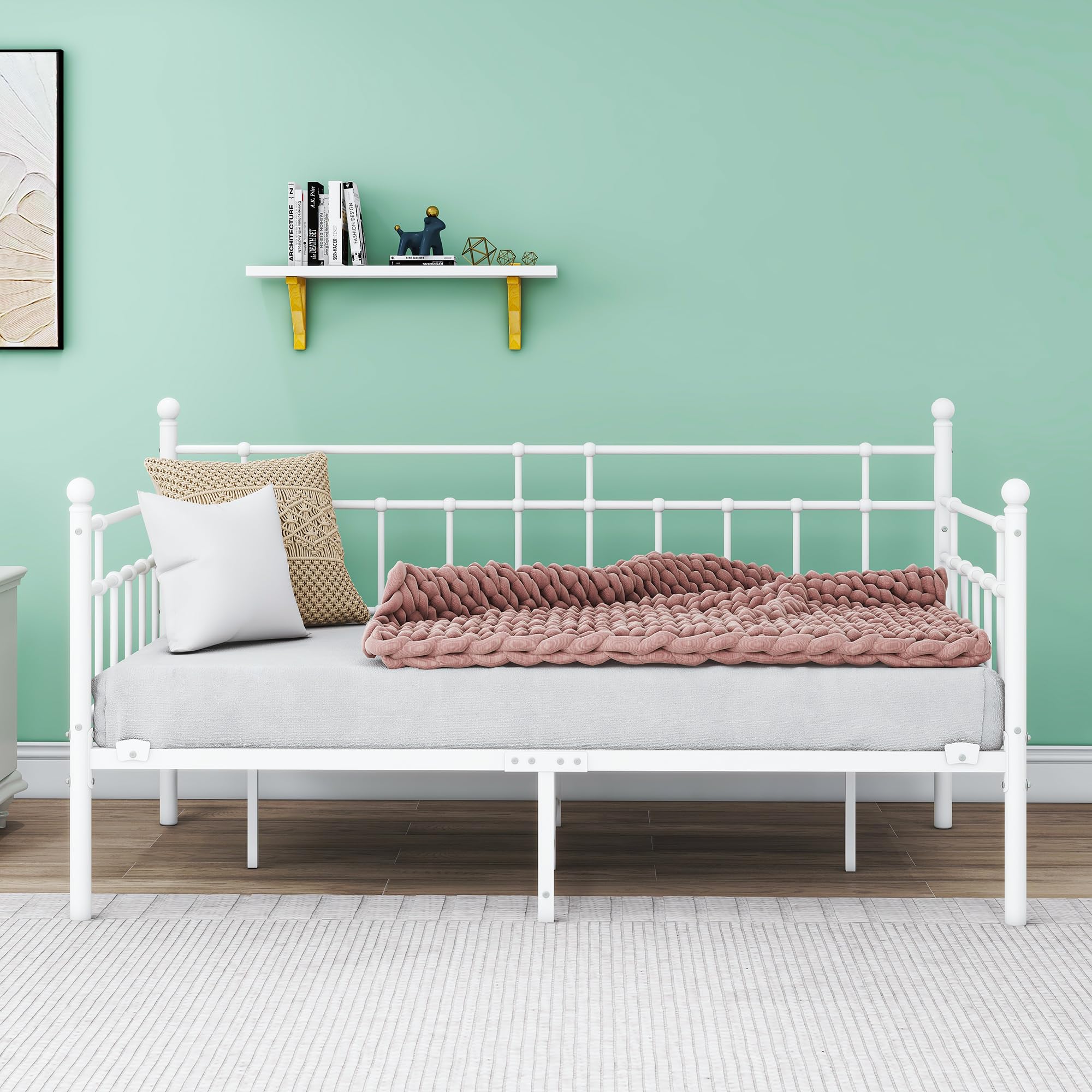 Twin Metal Daybed Frame with Steel Slats