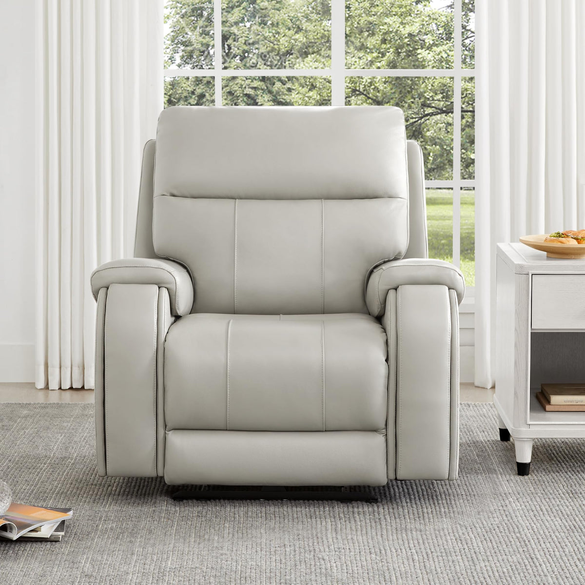 CHITA Genuine Leather Power Recliner Chair, Zero Gravity, Creamy Grey