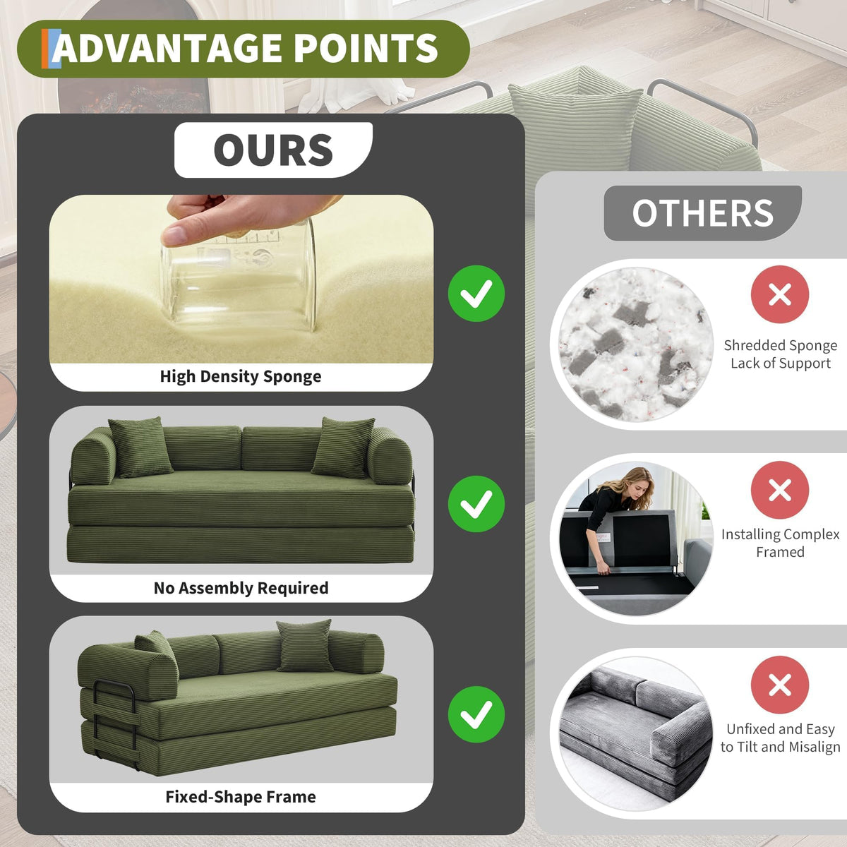 Corduroy Convertible Futon Sofa Bed