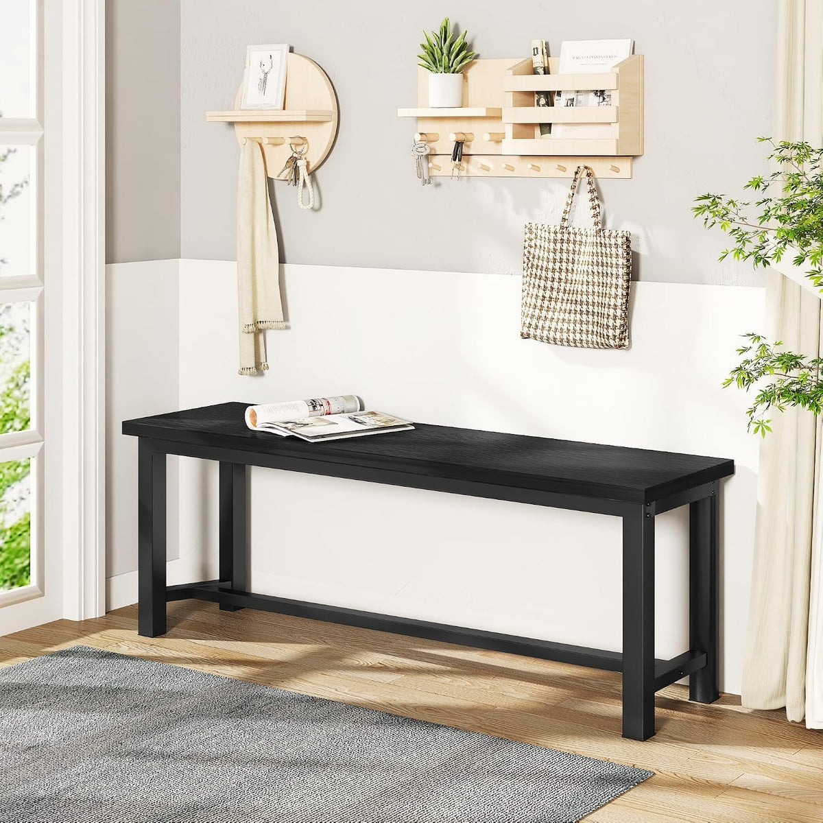 Black Dining Benches, Set of 2