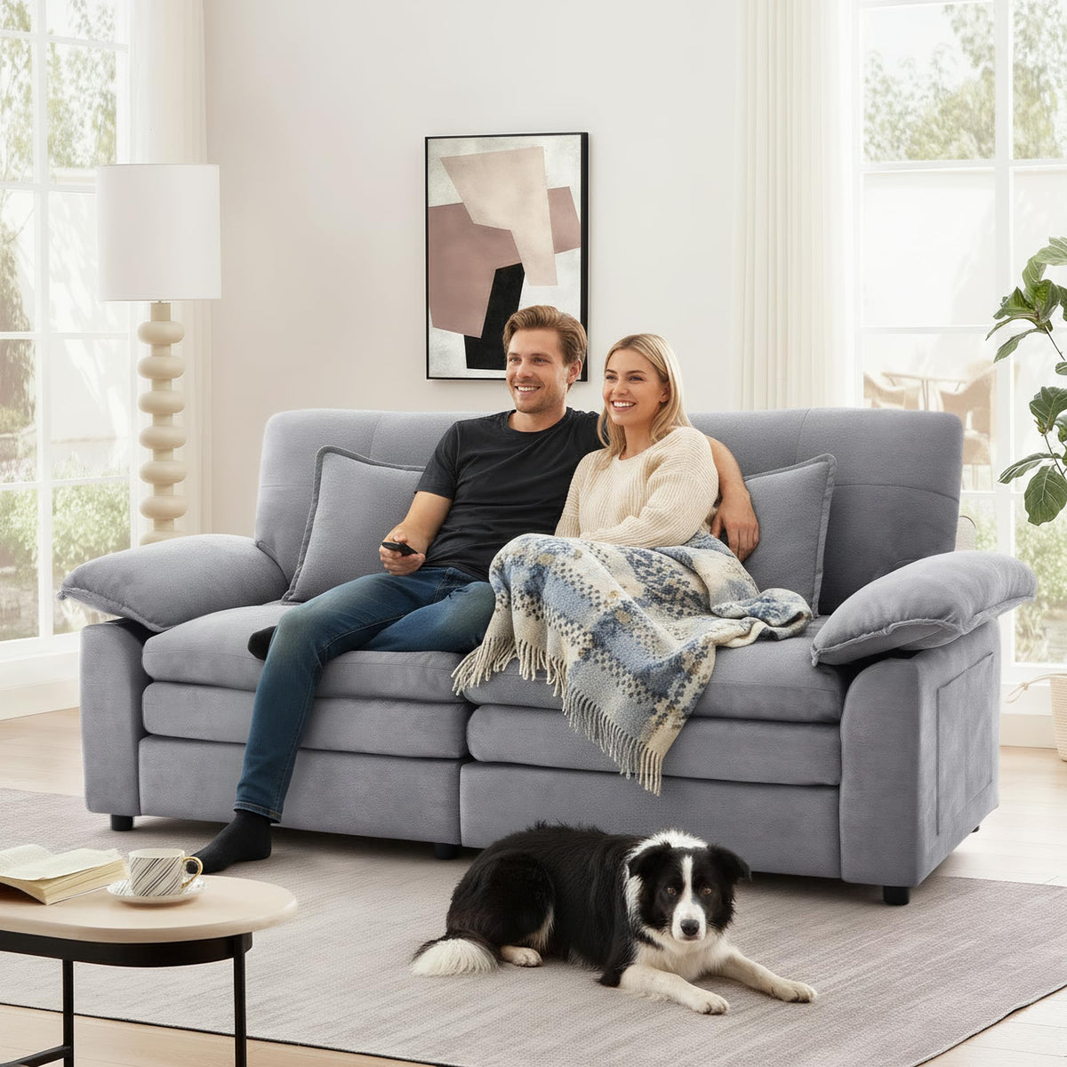 Chenille Loveseat with Side Pocket