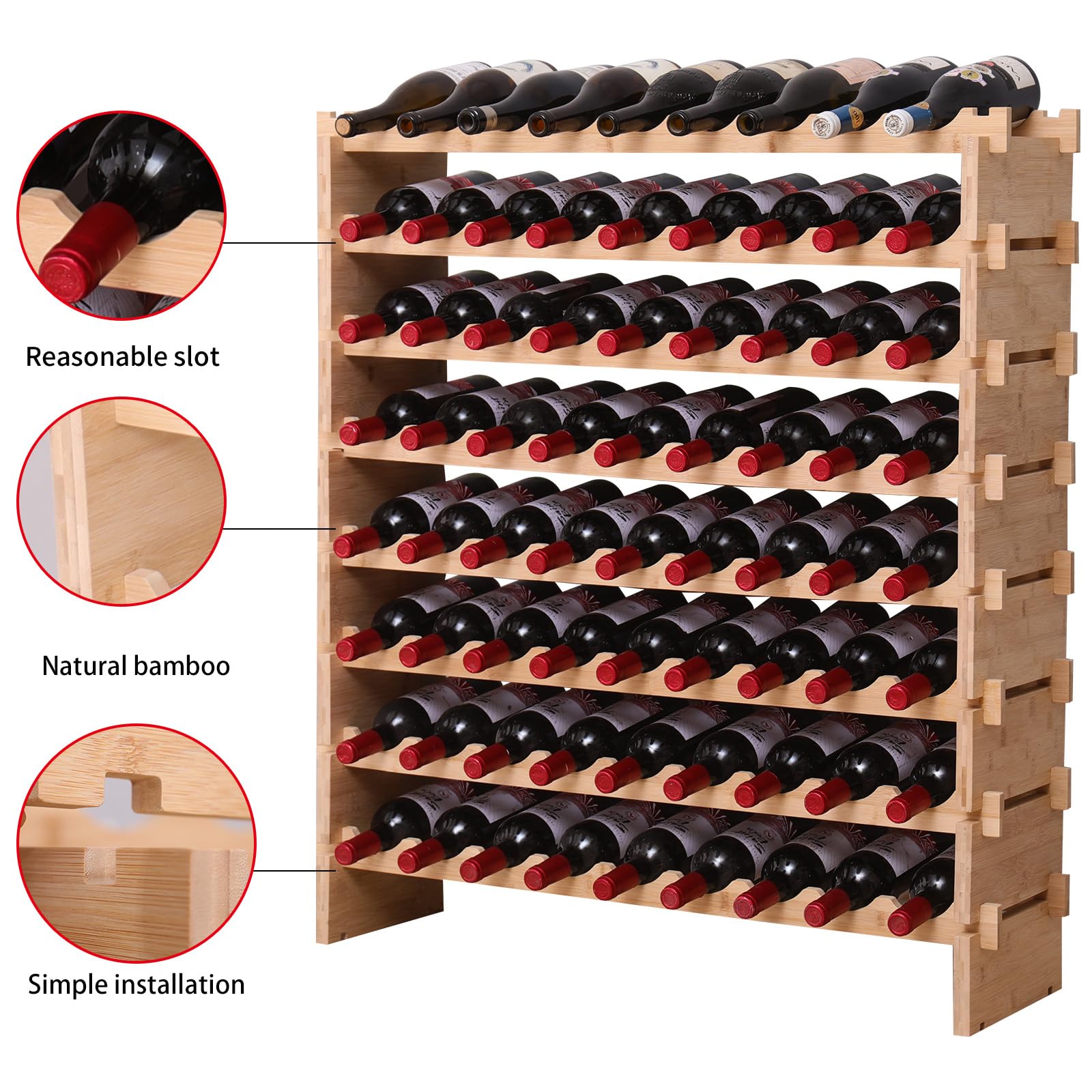 Bamboo Wine Rack – Stackable Floor Display