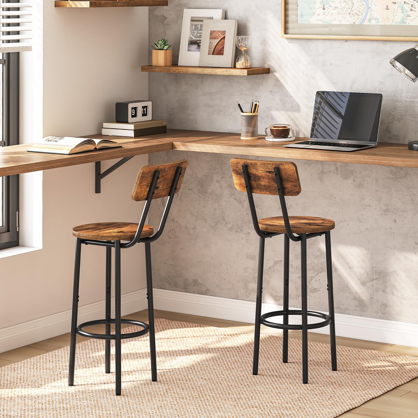 Round Back Bar Stools Set of 2