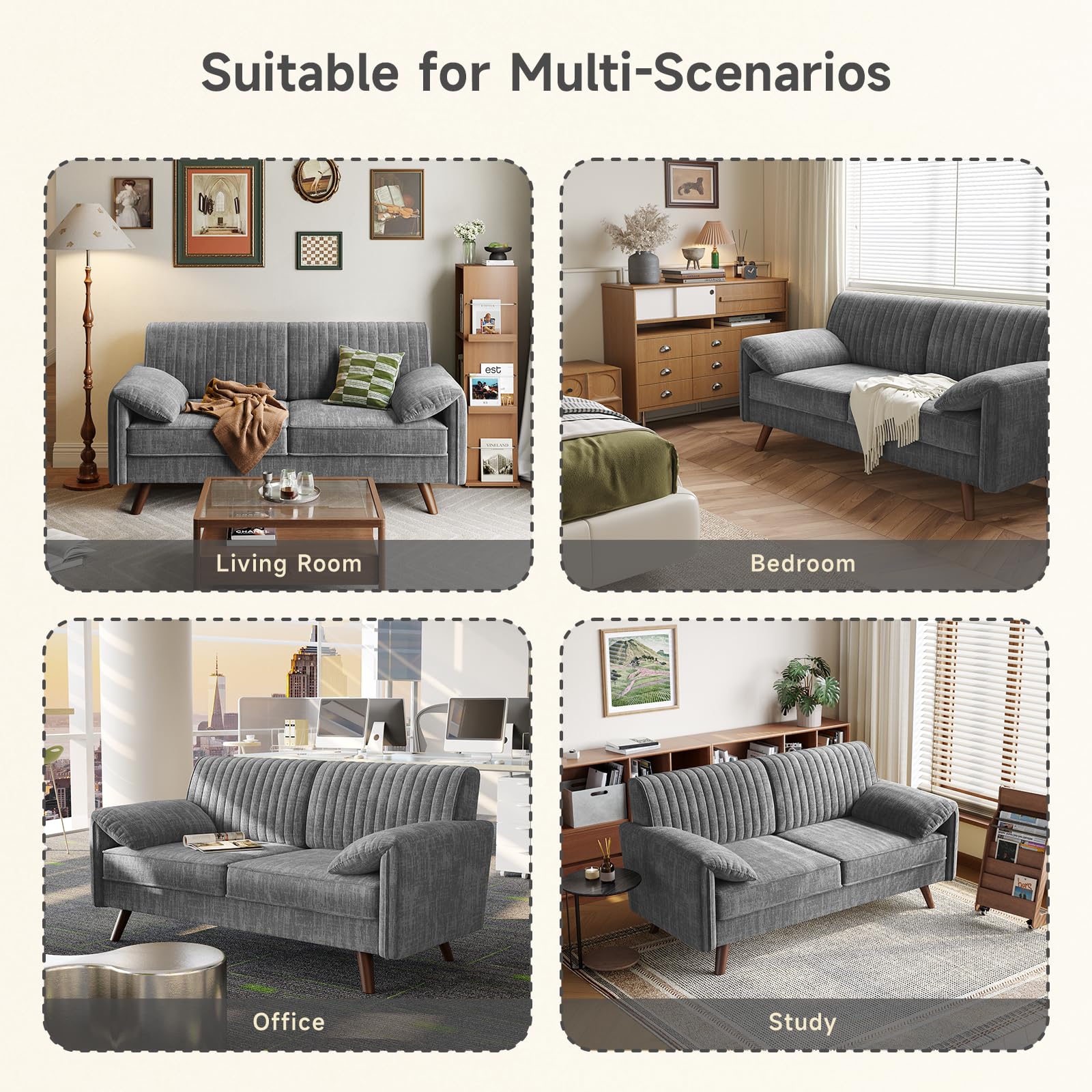 Chenille Loveseat Sofa with Padded Arms