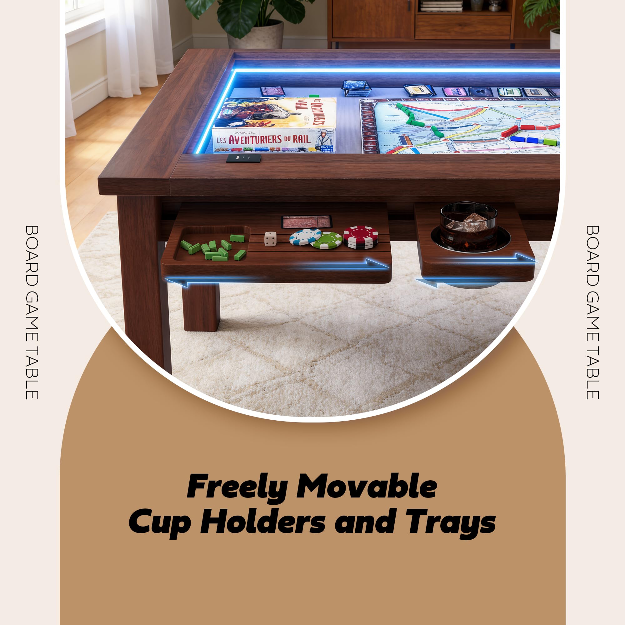 2-in-1 Dining & Board Game Table with LED Light