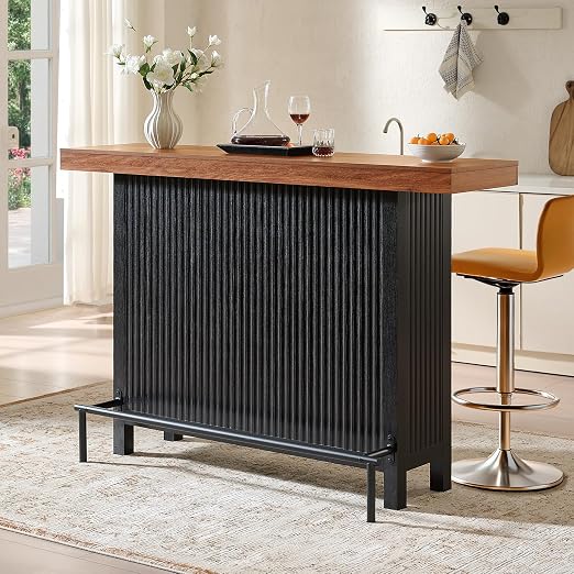 63" Bar Table with Footrest & Storage Cabinet